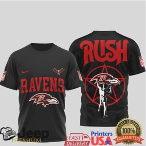 Baltimore Ravens x Rush Band Starman Mashup Graphic T Shirt Baltimore Ravens x Rush Band Starman Mashup Graphic T Shirt