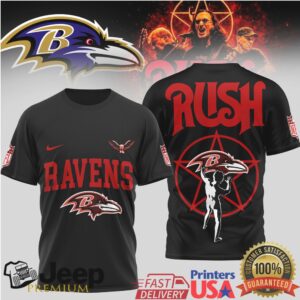 Baltimore Ravens x Rush Band Starman Mashup Graphic T Shirt