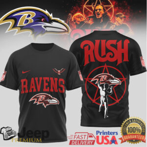 Baltimore Ravens x Rush Band Starman Mashup Graphic T Shirt