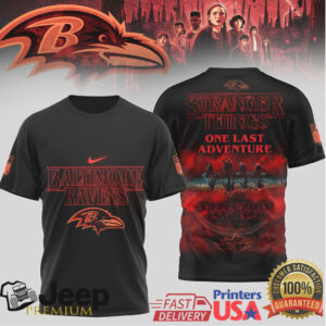 Baltimore Ravens x Stranger Things One Last Adventure T Shirt Baltimore Ravens x Stranger Things One Last Adventure T Shirt