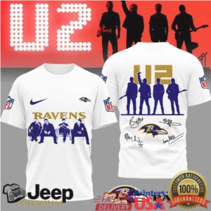 Baltimore Ravens x U2 Band Signature Silhouette NFL Fan T Shirt Baltimore Ravens x U2 Band Signature Silhouette NFL Fan T Shirt