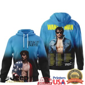 Benson Boone Wanted Man Tour 2024 American Flag Graphic T shirt