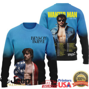 Benson Boone Wanted Man Tour 2024 American Flag Graphic T shirt