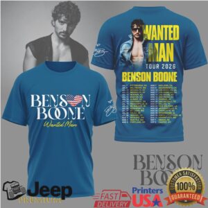 Benson Boone Wanted Man Tour 2026 Blue T Shirt Official Concert Merchandise Benson Boone Wanted Man Tour 2026 Blue T Shirt Official Concert Merchandise