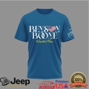 Benson Boone Wanted Man Tour 2026 Blue T Shirt Official Concert Merchandise