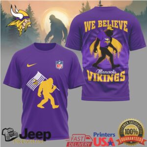 Bigfoot We Believe Minnesota Vikings Forest Graphic T Shirt