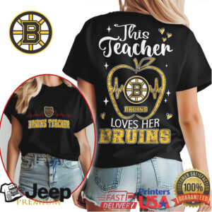 Boston Bruins Teacher T Shirt This Teacher Loves Her Bruins Hockey Gift Boston Bruins Teacher T Shirt This Teacher Loves Her Bruins Hockey Gift