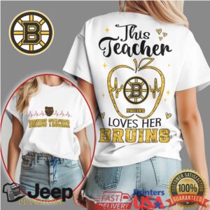 Boston Bruins Teacher T Shirt This Teacher Loves Her Bruins Hockey Gift