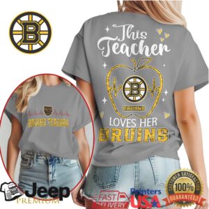 Boston Bruins Teacher T Shirt This Teacher Loves Her Bruins Hockey Gift