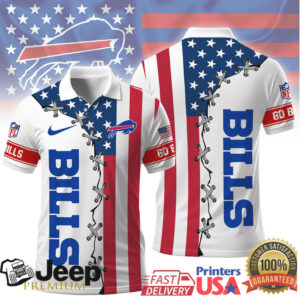 Buffalo Bills NFL Patriotic American Flag Stars and Stripes Polo Shirt