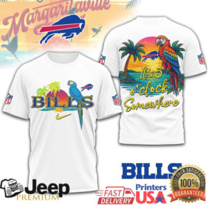 Buffalo Bills NFL Tropical Beach Parrot It's 5 O'Clock Somewhere T Shirt