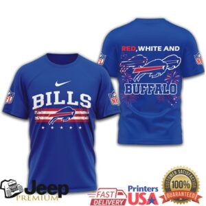 Buffalo Bills Red White and Buffalo American Flag Football Fan T Shirt