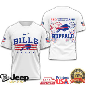 Buffalo Bills Red White and Buffalo American Flag Football Fan T Shirt