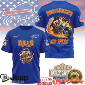 Buffalo Bills x Harley Davidson Taz Biker Graphic T Shirt
