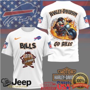 Buffalo Bills x Harley Davidson Taz Biker Graphic T Shirt