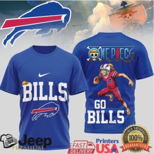 Buffalo Bills x One Piece Anime Luffy Football Mashup T Shirt