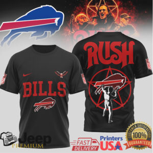 Buffalo Bills x Rush Band Starman Mashup Rock & Sports T Shirt