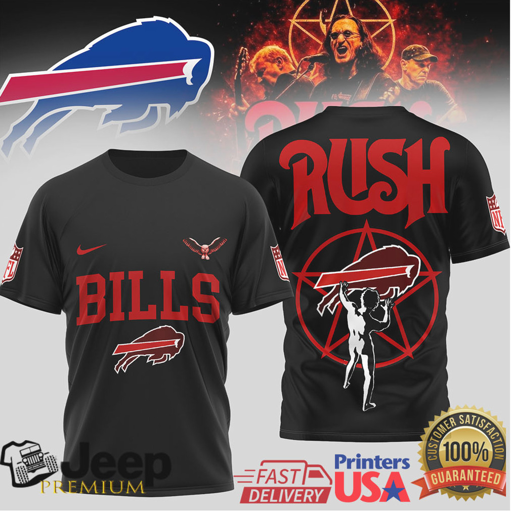 Buffalo Bills x Rush Band Starman Mashup Rock & Sports T Shirt Buffalo Bills x Rush Band Starman Mashup Rock & Sports T Shirt