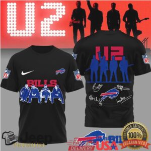 Buffalo Bills x U2 Band Signature Silhouette NFL Fan T Shirt Buffalo Bills x U2 Band Signature Silhouette NFL Fan T Shirt