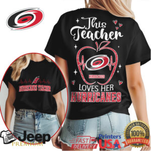 Carolina Hurricanes This Teacher Loves Her Hurricanes Apple T Shirt Carolina Hurricanes This Teacher Loves Her Hurricanes Apple T Shirt