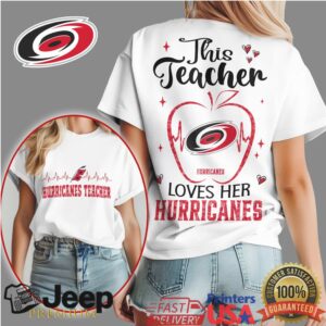 Carolina Hurricanes This Teacher Loves Her Hurricanes Apple T Shirt