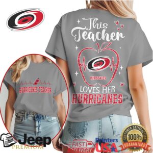 Carolina Hurricanes This Teacher Loves Her Hurricanes Apple T Shirt