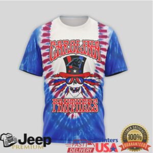 Carolina Panthers Grateful Dead Skeleton Patriotic Tie Dye T Shirt