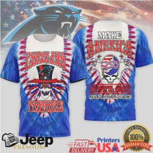 Carolina Panthers Grateful Dead Skeleton Patriotic Tie Dye T Shirt