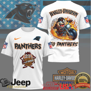 Carolina Panthers Harley Davidson x Taz Biker Style NFL T Shirt Carolina Panthers Harley Davidson x Taz Biker Style NFL T Shirt