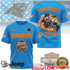 Carolina Panthers Harley Davidson x Taz Biker Style NFL T Shirt