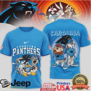 Carolina Panthers Looney Tunes Character Squad NFL Graphic T Shirt