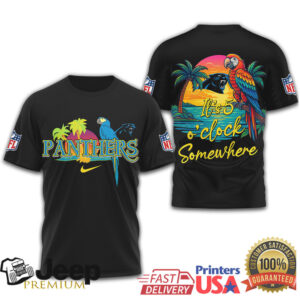 Carolina Panthers NFL Tropical Beach Parrot It's 5 O'Clock Somewhere Shirt