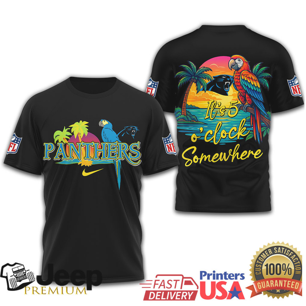 Carolina Panthers NFL Tropical Beach Parrot It’s 5 O’Clock Somewhere Shirt Carolina Panthers NFL Tropical Beach Parrot It’s 5 O’Clock Somewhere Shirt