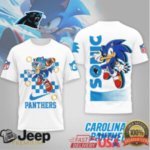 Carolina Panthers x Sonic the Hedgehog NFL Mashup Graphic T Shirt Carolina Panthers x Sonic the Hedgehog NFL Mashup Graphic T Shirt