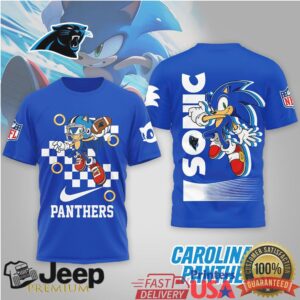 Carolina Panthers x Sonic the Hedgehog NFL Mashup Graphic T Shirt