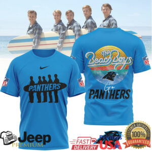 Carolina Panthers x The Beach Boys “Go Panthers” Retro Surf T Shirt Carolina Panthers x The Beach Boys “Go Panthers” Retro Surf T Shirt