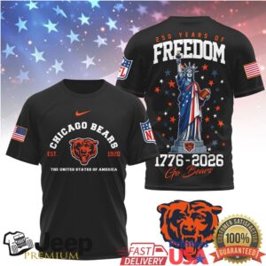 Chicago Bears 250 Years of Freedom 1776 2026 Liberty Football T Shirt