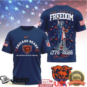 Chicago Bears 250 Years of Freedom 1776 2026 Liberty Football T Shirt