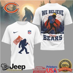 Chicago Bears Bigfoot We Believe Forest Silhouette T Shirt
