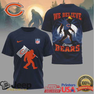 Chicago Bears Bigfoot We Believe Forest Silhouette T Shirt