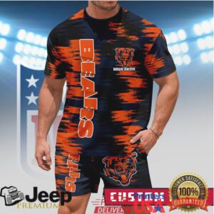 Chicago Bears Custom Name Personalized T Shirt & Shorts Navy & Orange Graphic Set Chicago Bears Custom Name Personalized T Shirt & Shorts Navy & Orange Graphic Set
