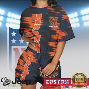 Chicago Bears Custom Name Personalized T Shirt & Shorts Navy & Orange Graphic Set