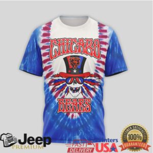 Chicago Bears Grateful Dead Skeleton Patriotic All Over Print T Shirt