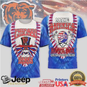 Chicago Bears Grateful Dead Skeleton Patriotic All Over Print T Shirt