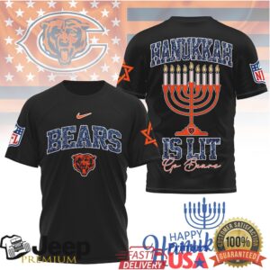 Chicago Bears Hanukkah Is Lit Menorah Holiday T Shirt Chicago Bears Hanukkah Is Lit Menorah Holiday T Shirt