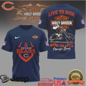 Chicago Bears Harley Davidson “Live to Ride” Biker Spirit NFL T Shirt Chicago Bears Harley Davidson “Live to Ride” Biker Spirit NFL T Shirt