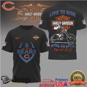 Chicago Bears Harley Davidson “Live to Ride” Biker Spirit NFL T Shirt