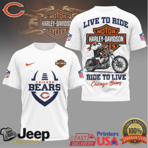 Chicago Bears Harley Davidson “Live to Ride” Biker Spirit NFL T Shirt