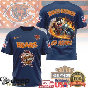 Chicago Bears Harley Davidson x Taz Looney Tunes Graphic T Shirt