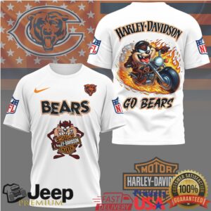 Chicago Bears Harley Davidson x Taz Looney Tunes Graphic T Shirt